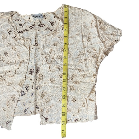 Vintage Lace Embroidery Bolero Jacket Soft Rayon Sz Small Made in Indonesia - Picture 9 of 10